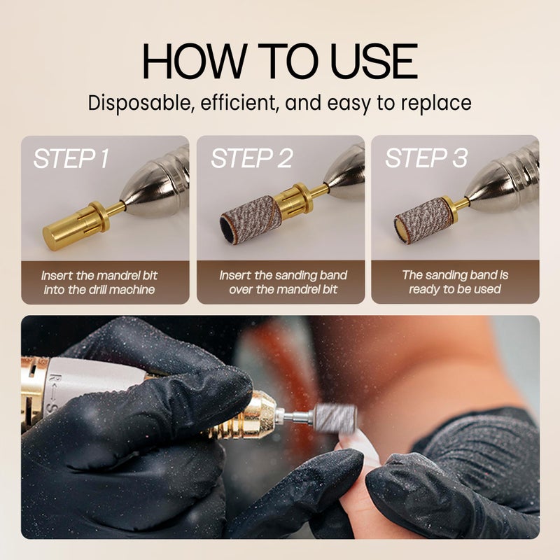 Pana 100 Pieces Large Nail Sanding Bands Professional Nail Manicure Great Fit for Nail Drill Bits for Acrylic Nails (240 Grit, Zebra) - Image 4